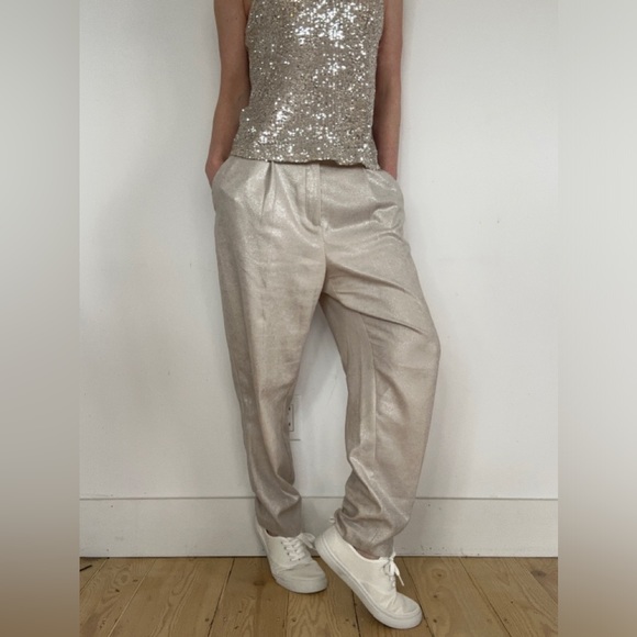 Zara Shiny Silver dress pants US M - Picture 1 of 8